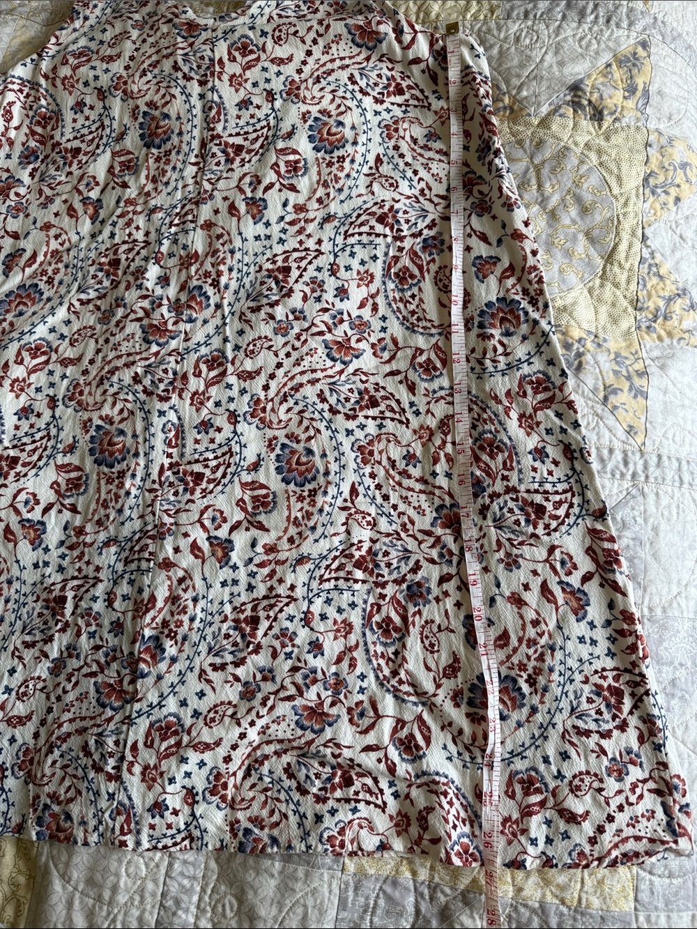 Reitmans White Floral-Paisley Print Swing Dress with Rust and Blue Details - Picture 6 of 8